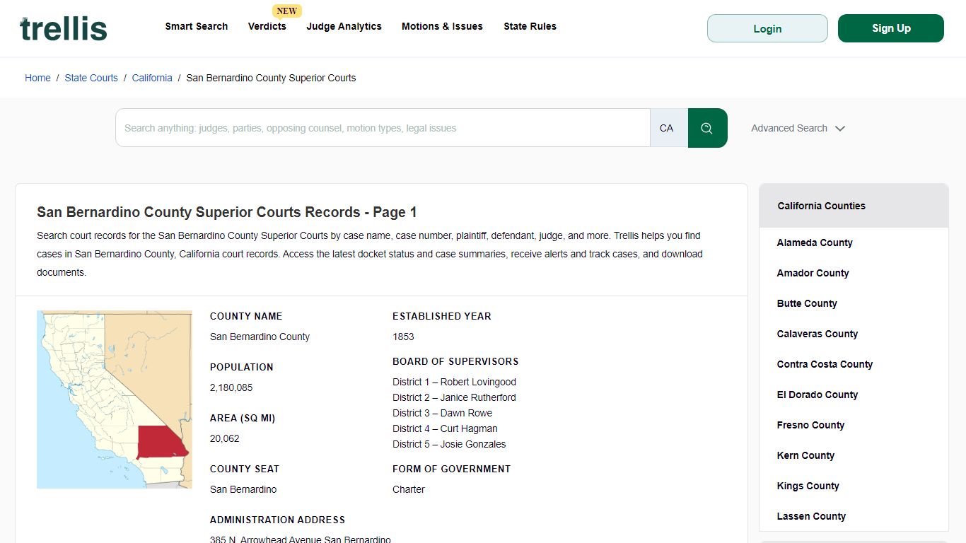 San Bernardino County Superior Court Records - Trellis