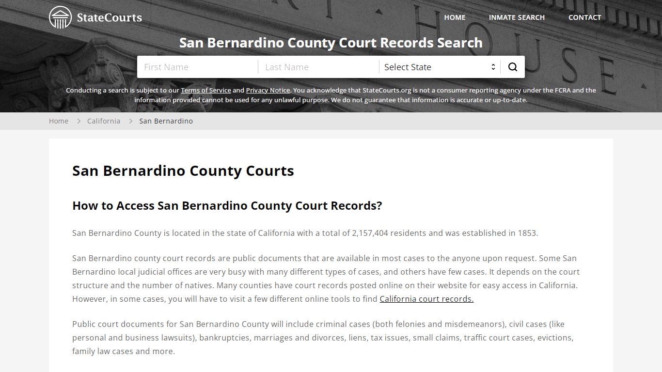 San Bernardino County Court Records Search - State Courts